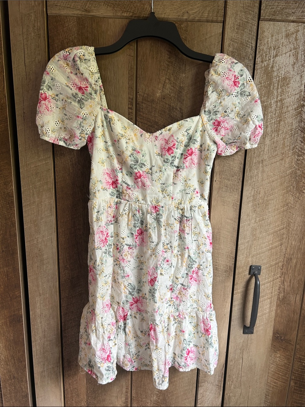 City Studio Cream Mini Dress with Pink Floral Print